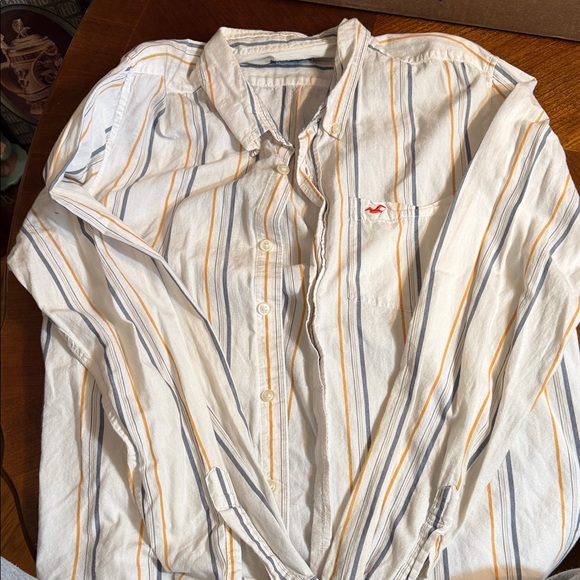 Hollister Other - Hollister Striped Button-Down Shirt - White, Orange, Blue